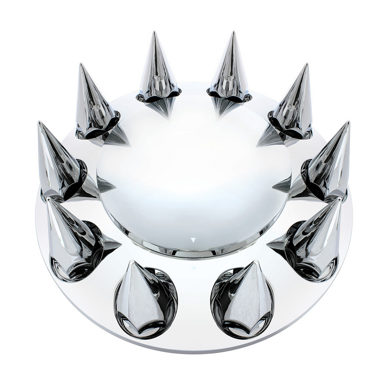 United Pacific Dome Front Axle Cover With 33mm Spike Thread-On Nut Covers Chrome 10252