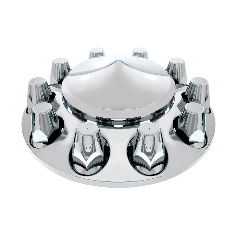 United Pacific Pointed Front Axle Cover With 33mm Standard Thread-On Nut Covers Chrome 10254