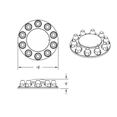 United Pacific Front Wheel Cover Kit 33MM Thread-on / Single Wheel