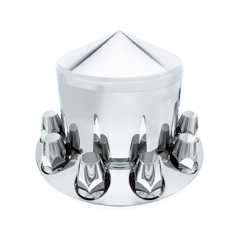 United Pacific Pointed Rear Axle Cover With 33mm Standard Thread-On Nut Covers Chrome 10261