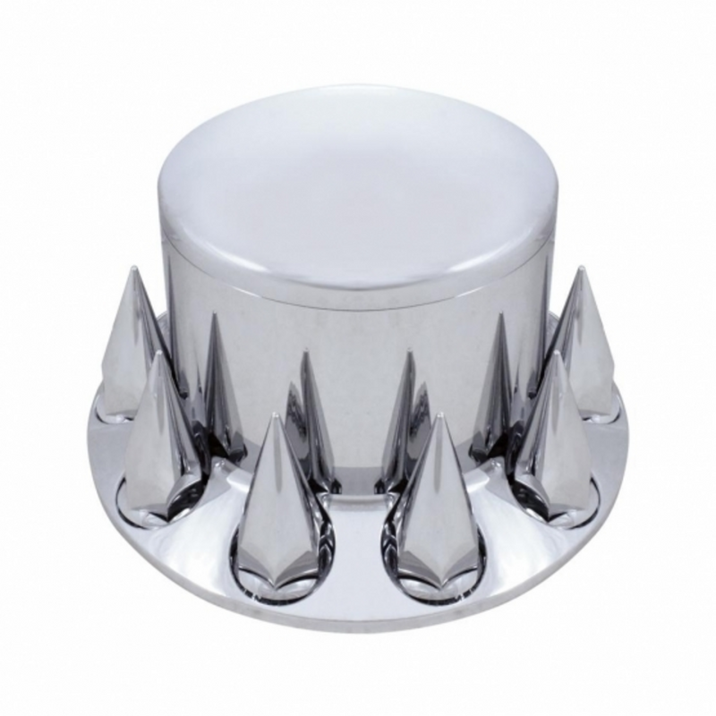 United Pacific Dome Rear Axle Cover With 33mm Spike Thread-On Nut Covers Chrome 10275