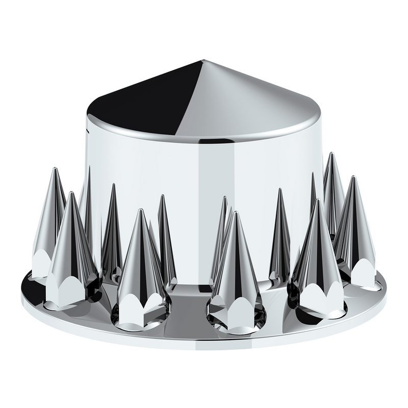 United Pacific Pointed Rear Axle Cover With 33mm Spike Thread-On Nut Covers Chrome 10278