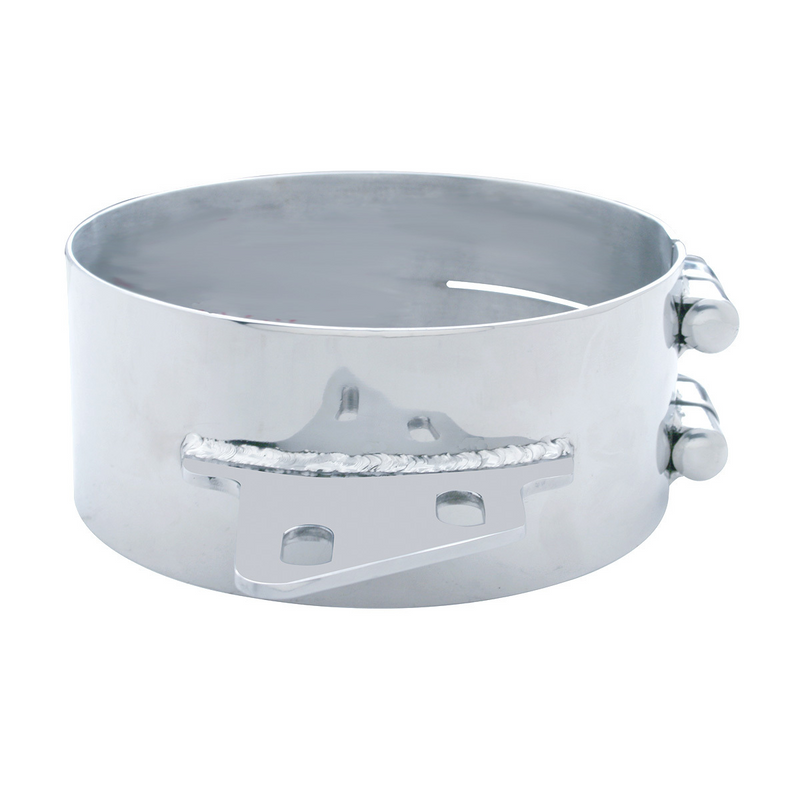 United Pacific 8" Stainless Butt Joint Exhaust Clamp Angled Bracket 10285