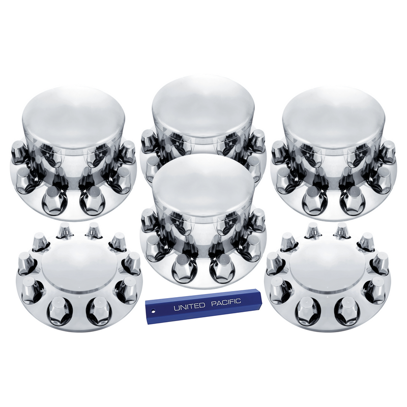 United Pacific Dome Axle Cover Combo Kit With 33mm Standard Thread-On Nut Covers & Nut Cover Tool Chrome 10305