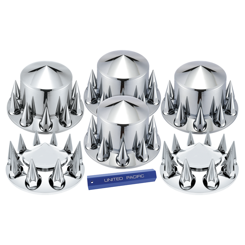 United Pacific Pointed Axle Cover Combo Kit With 33mm Spike Thread-On Nut Covers & Nut Cover Tool Chrome 10308