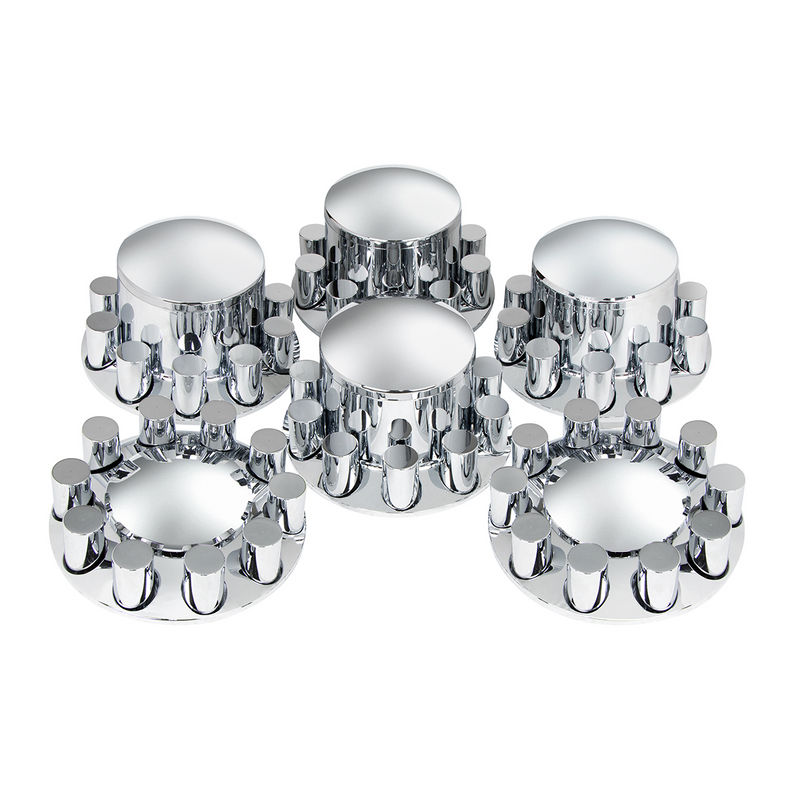 United Pacific Dome Axle Cover Combo Kit With 33mm Cylinder Thread-On Nut Covers Chrome 10317