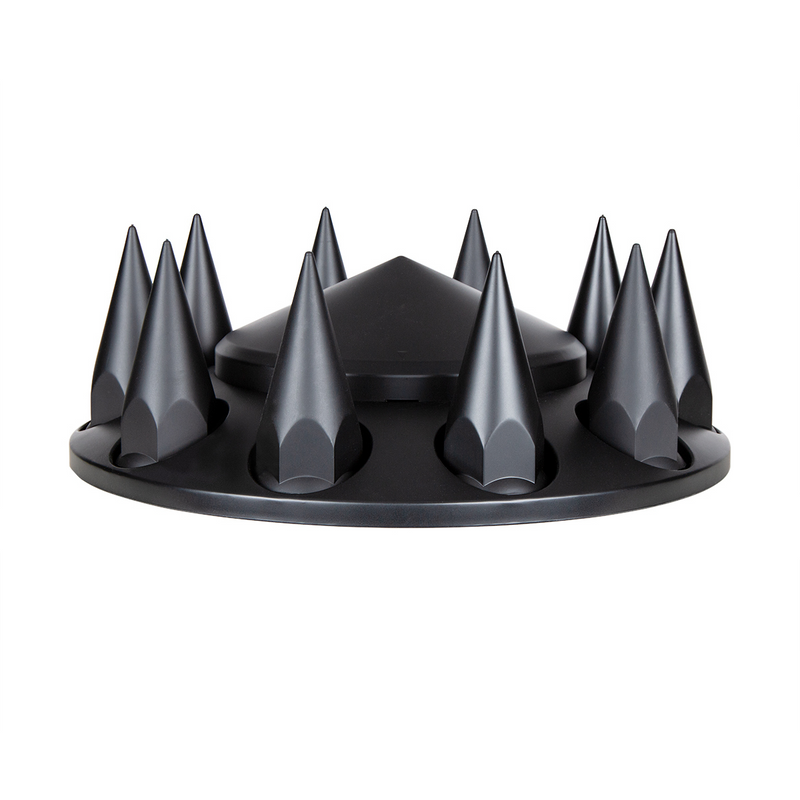 United Pacific Pointed Front Axle Cover With 33mm Spike Thread-On Nut Covers Matte Black 10336