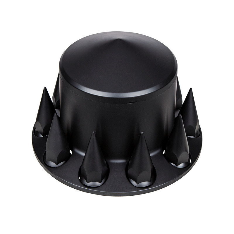 United Pacific Pointed Rear Axle Cover With 33mm Spike Thread-On Nut Covers Matte Black 10337