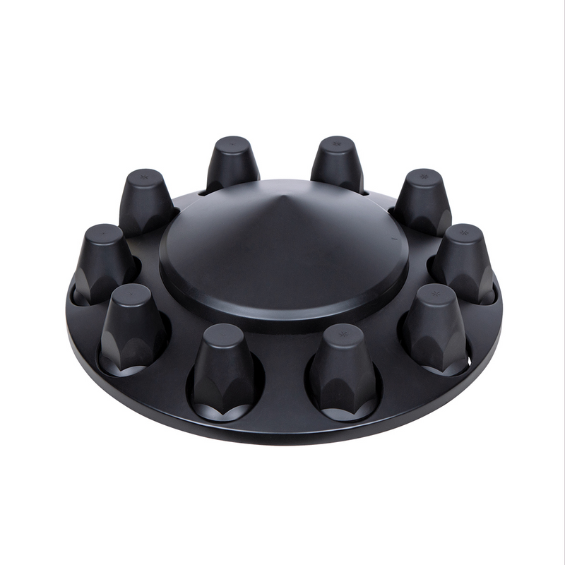 United Pacific Pointed Front Axle Cover With 33mm Standard Thread-On Nut Covers Matte Black 10339