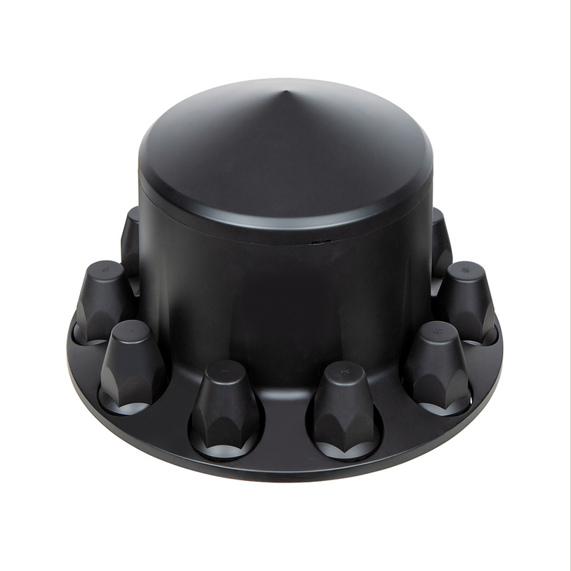 United Pacific Pointed Rear Axle Cover With 33mm Standard Thread-On Nut Covers Matte Black 10340