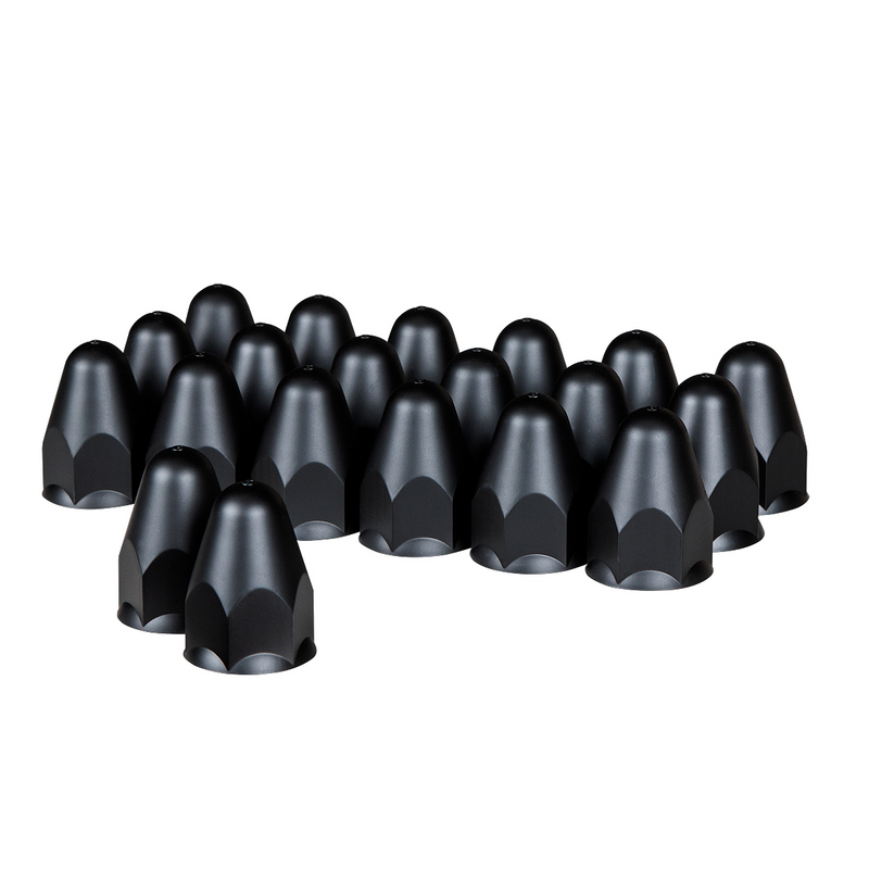 United Pacific 1-1/2" X 2-3/4" Matte Black Painted Plastic Bullet Nut Covers Push-On (Color Box of 20) 10361
