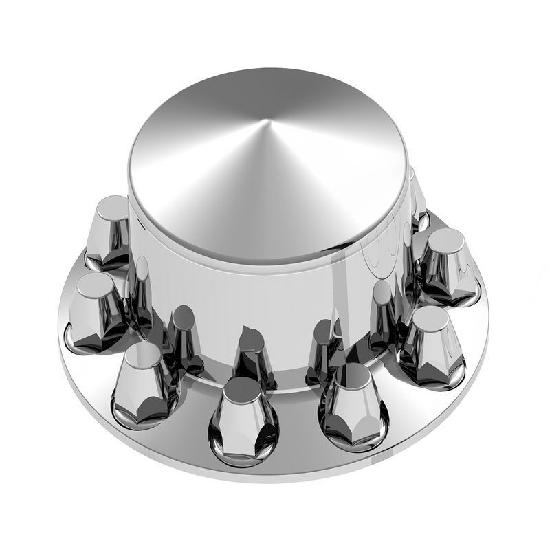 United Pacific Pointed Rear Axle Cover With 33mm Standard Style Push-On Nut Covers Chrome 10362