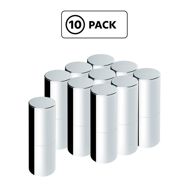 United Pacific 33mm X 6-1/2" Chrome Plastic Tall Cylinder Nut Cover Thread-On (10 Pcs) 10370