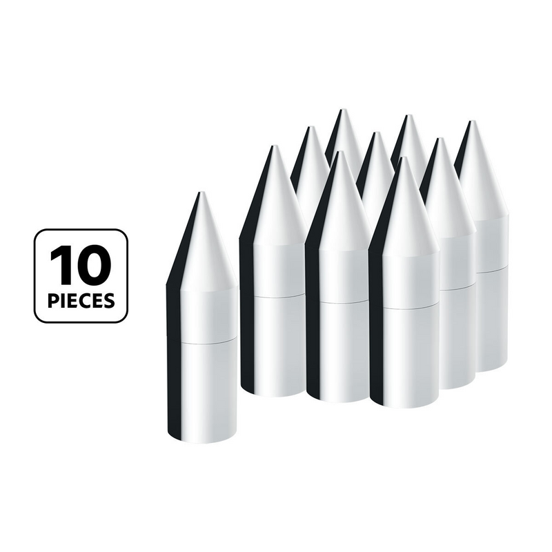 United Pacific 33mm X 7-1/8" Chrome Plastic Tall Spike Nut Cover Thread-On (10 Pcs) 10372
