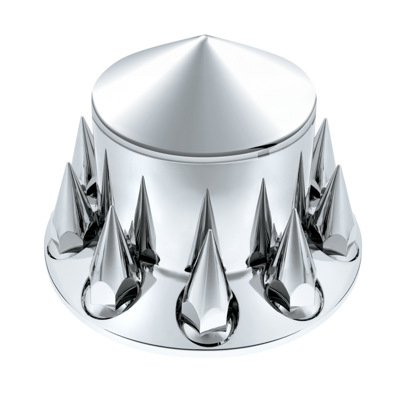 Pointed Rear Axle Cover With 33mm x 4-3/4" Super Spike Push-On Nut Covers - Chrome