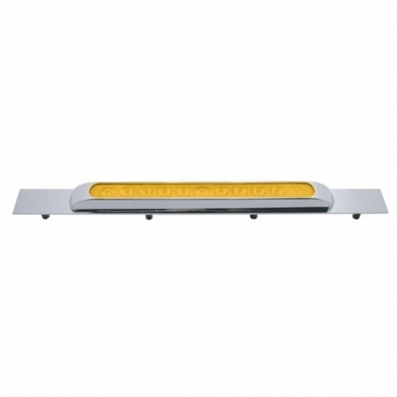United Pacific Chrome Top Mud Flap Plate With 11 LED 17" Light Bar & Bezel Amber LED/Amber Lens (Each) 10391