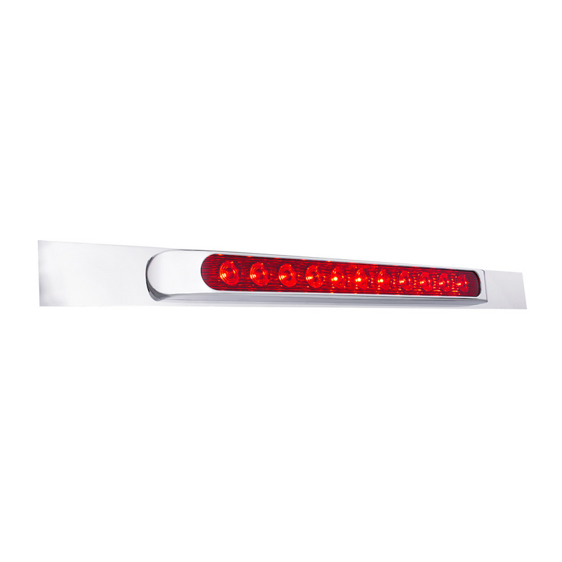 United Pacific Chrome Top Mud Flap Plate With 11 LED 17" Light Bar & Bezel Red LED/Red Lens (Each) 10392