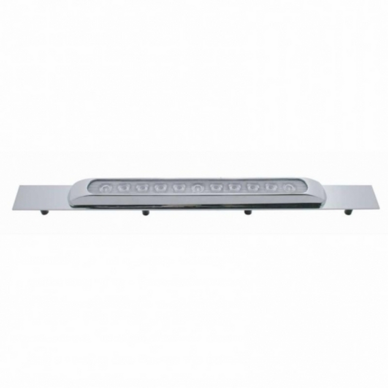 United Pacific Chrome Top Mud Flap Plate With 11 LED 17" Light Bar & Bezel Amber LED/Clear Lens (Each) 10393