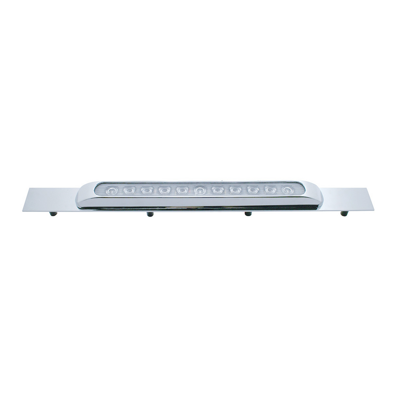 United Pacific Chrome Top Mud Flap Plate With 11 LED 17" Light Bar & Bezel Red LED/Clear Lens (Each) 10394