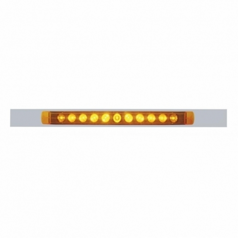 United Pacific Chrome Top Mud Flap Plate With 11 LED 17" Light Bar Amber LED/Amber Lens (Each) 10395