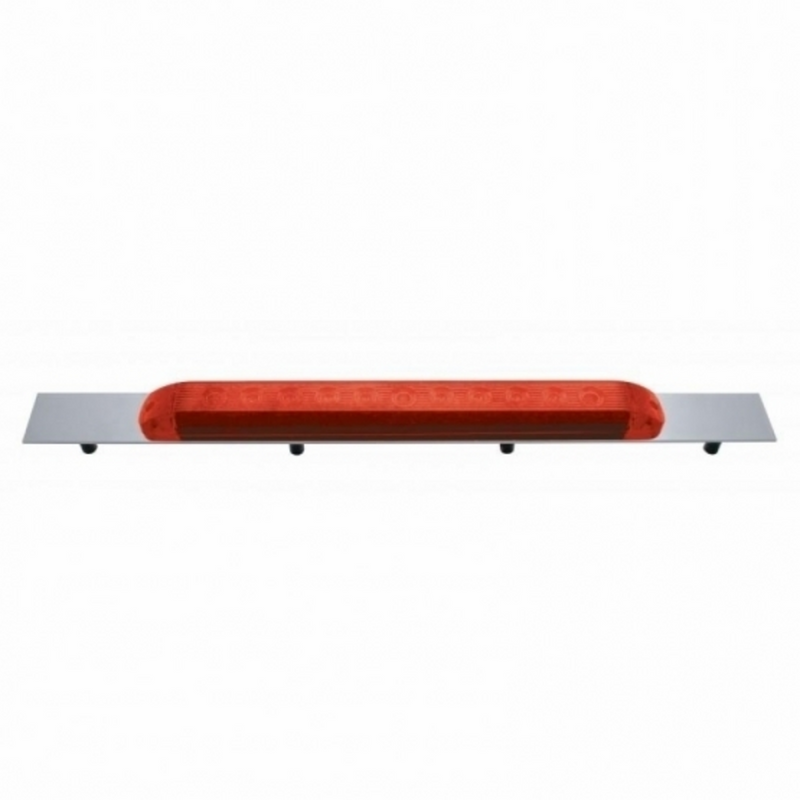 United Pacific Chrome Top Mud Flap Plate With 11 LED 17" Light Bar Red LED/Red Lens (Each) 10396