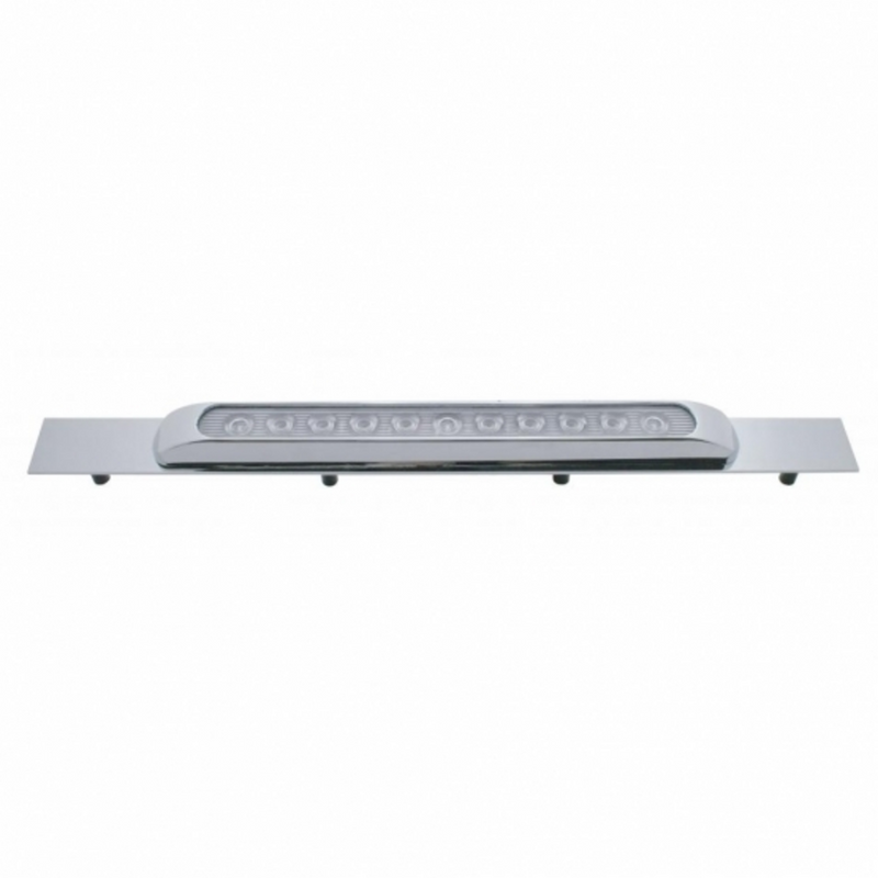 United Pacific Chrome Top Mud Flap Plate With 11 LED 17" Light Bar Amber LED/Clear Lens (Each) 10397