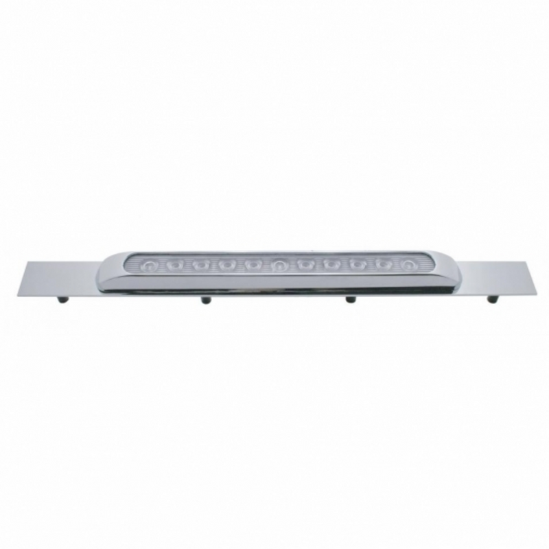 United Pacific Chrome Top Mud Flap Plate With 11 LED 17" Light Bar Red LED/Clear Lens (Each) 10398