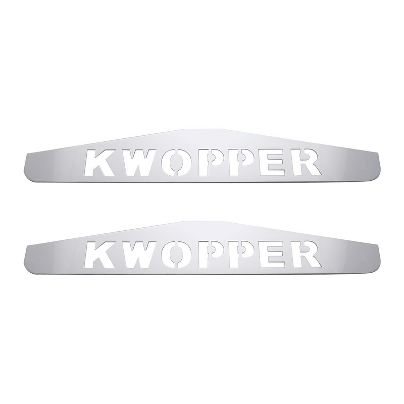 United Pacific 4" X 24" Chrome Kwopper Bottom Mud Flap Plate Welded Stud (Card of 2) 10435P