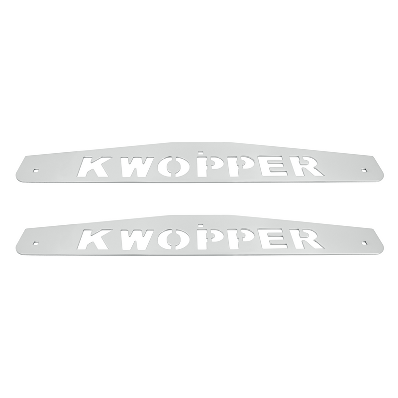 United Pacific 4" X 24" Chrome Kwopper Bottom Mud Flap Plate Bolt Thru (Card of 2) 10439P