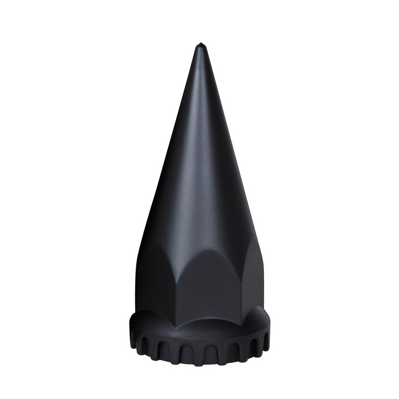 United Pacific 33mm x 4-3/4" Matte Black Spike Nut Cover With Flange- Thread-On (Bulk) 10548B