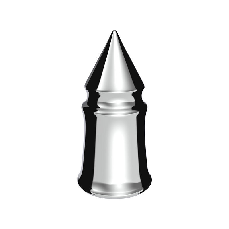 United Pacific 33mm X 4-3/8" Chrome Plastic V-Spike Nut Cover Thread-On (Bulk) 10553B