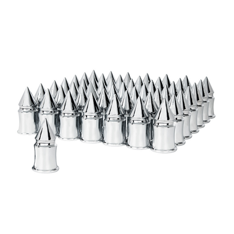 United Pacific 33mm X 4-3/8" Chrome Plastic V-Spike Nut Covers Thread-On (60-Pack) 10553CB