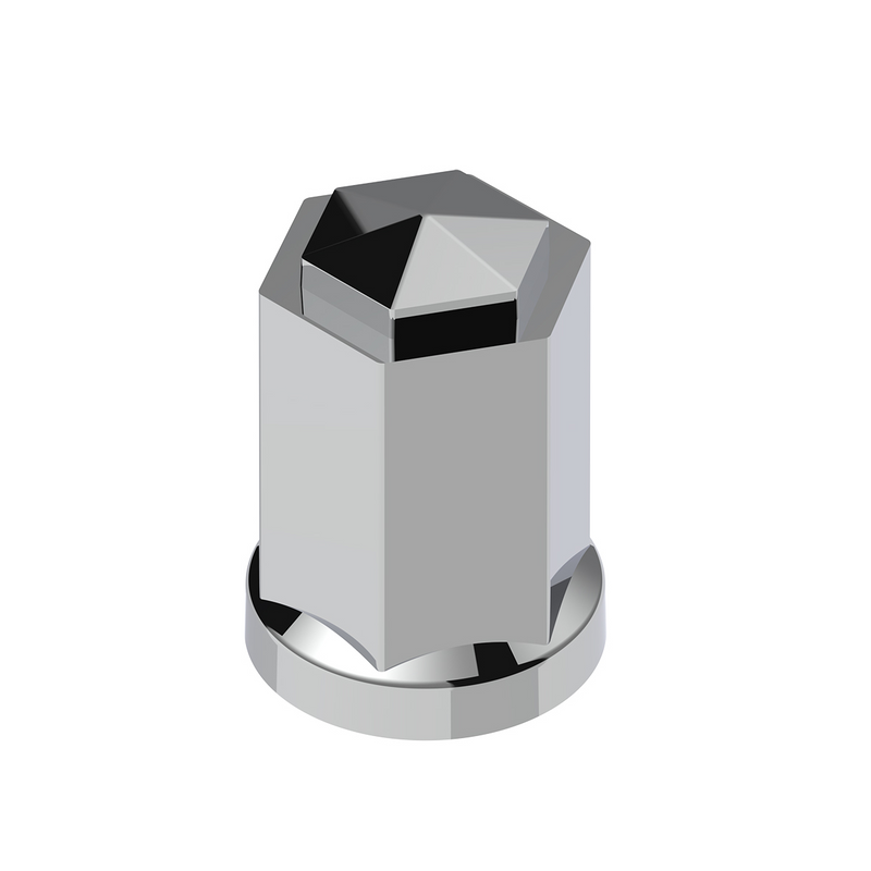 United Pacific 33mm X 3" Tall Chrome Plastic Hexagon Style Thread-On Nut Cover (Bulk) 10559B