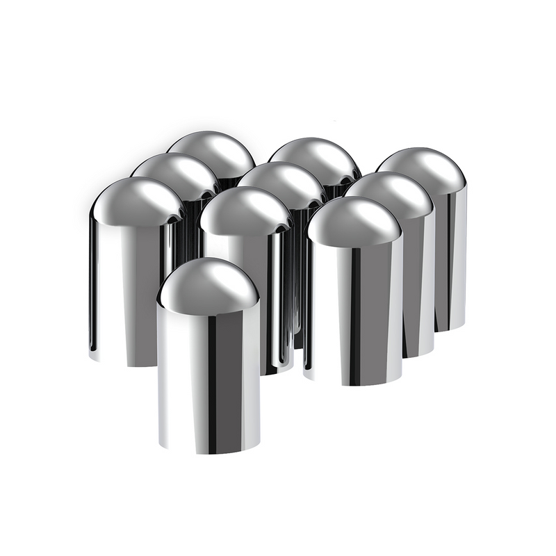 United Pacific 33mm x 3-3/4" Chrome Plastic Dome Nut Covers -Thread-On (10-Pack) 10563