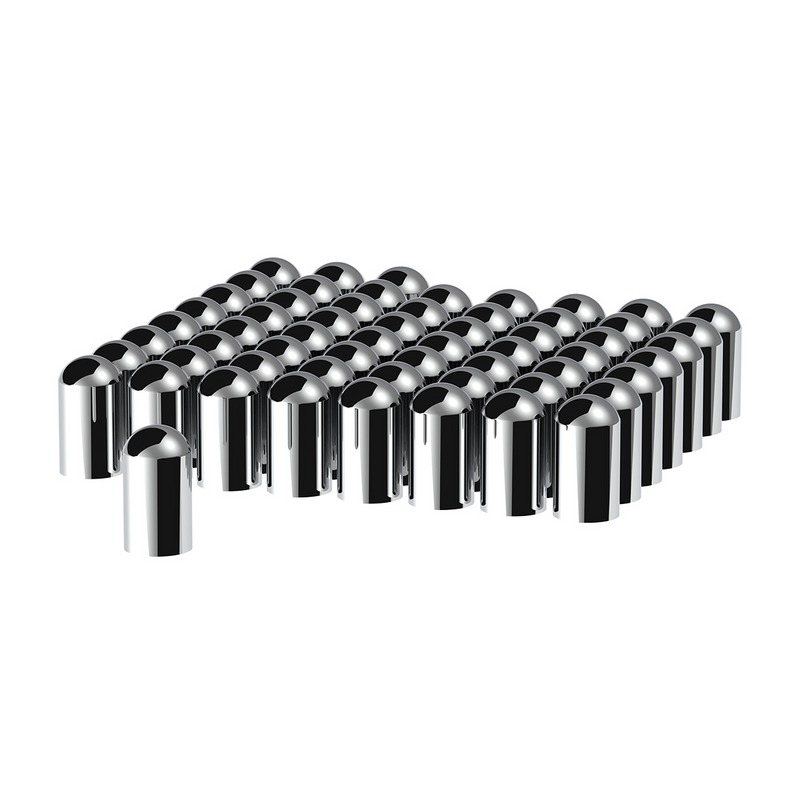 United Pacific 33mm X 3-3/4" Chrome Plastic Dome Nut Covers Thread-On (60-Pack) 10563CB