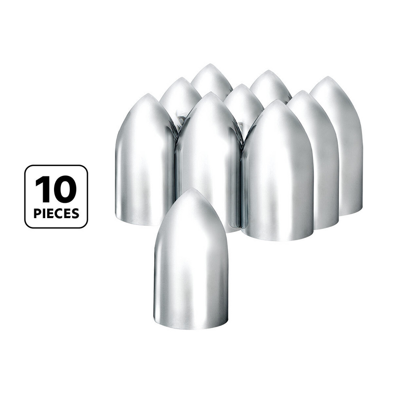 United Pacific 33mm x 3-7/8" Chrome Plastic Bullet Nut Covers Thread-On (10-Pack) 10564