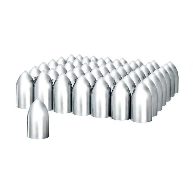 United Pacific 33mm X 3-7/8" Chrome Plastic Bullet Nut Covers Thread-On (60-Pack) 10564CB