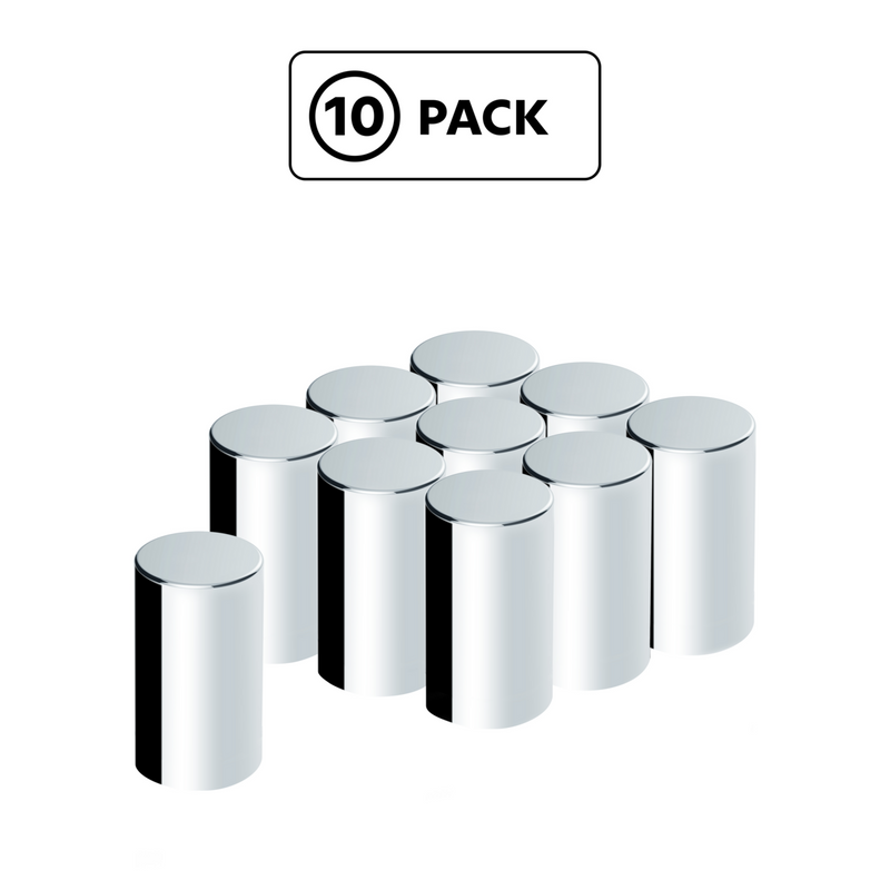United Pacific 33mm x 3-1/2" Chrome Plastic Cylinder Nut Cover Push-On (10-Pack) 10568
