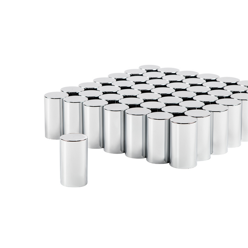 United Pacific 33mm X 3-1/2" Chrome Plastic Cylinder Nut Covers Push-On (60-Pack) 10568CB