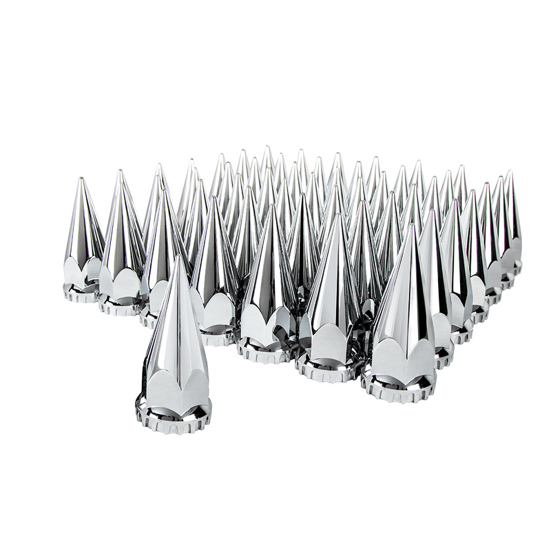 United Pacific 33mm X 4-3/4" Chrome Super Spike Nut Covers Thread-On (60-Pack) 10569CB