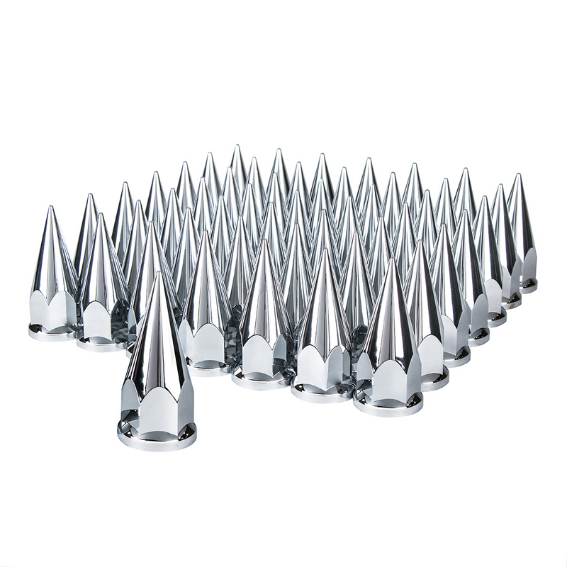 United Pacific 33mm X 4-7/8" Chrome Plastic Super Spike Nut Covers Push-On (60-Pack) 10570CB