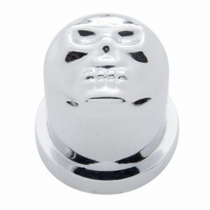 United Pacific 7/16" X 3/4" Chrome Plastic Skull Nut Cover, Push-On Style (10-Pack) 10573