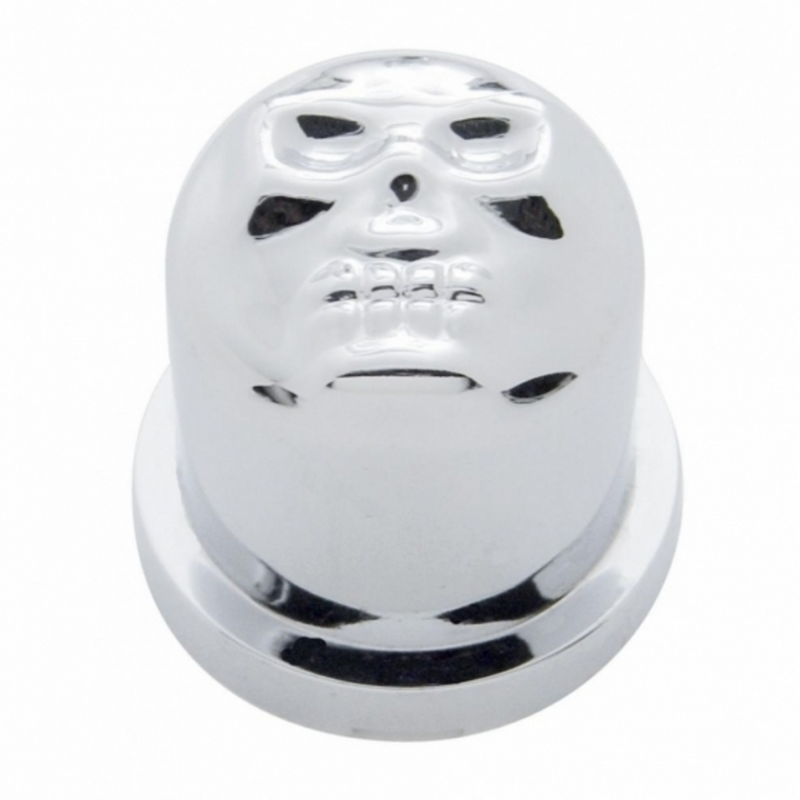 United Pacific 5/8" X 1-1/4" Chrome Plastic Skull Nut Cover, Push-On Style (10-Pack) 10576