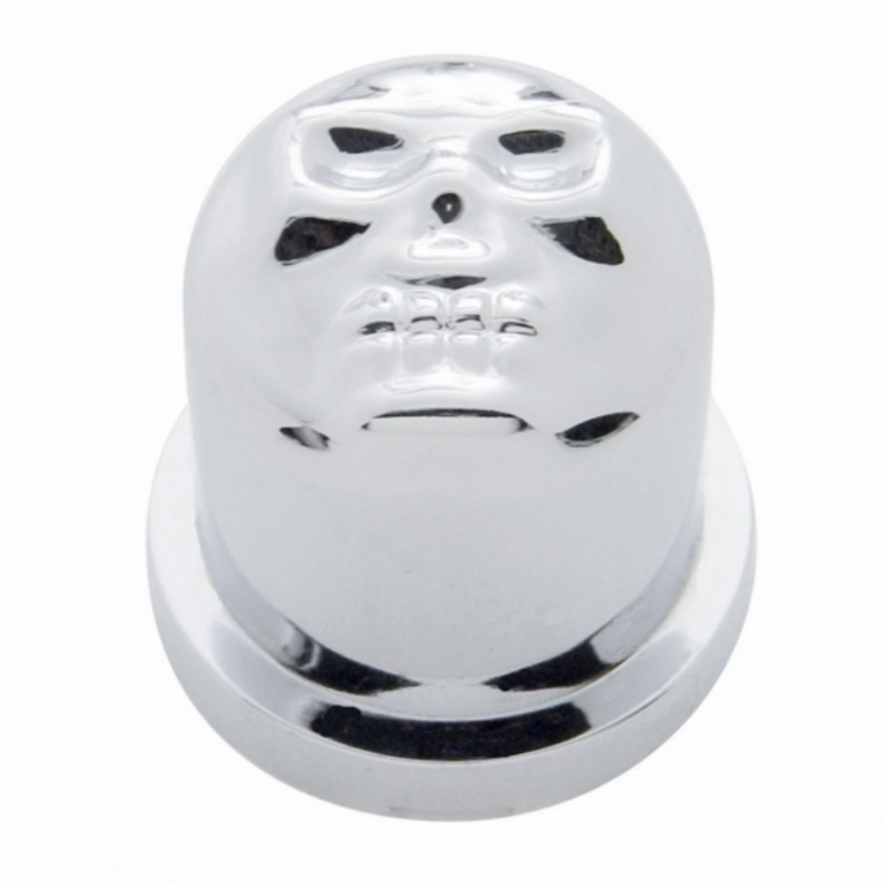 United Pacific 11/16" X 1-1/4" Chrome Plastic Skull Nut Cover, Push-On Style (Bulk) 10577B