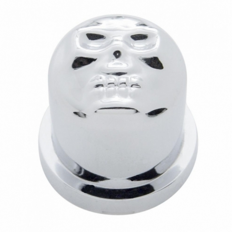 United Pacific 1-1/8" X 1-7/8" Chrome Plastic Skull Nut Cover, Push-On Style (10-Pack) 10581