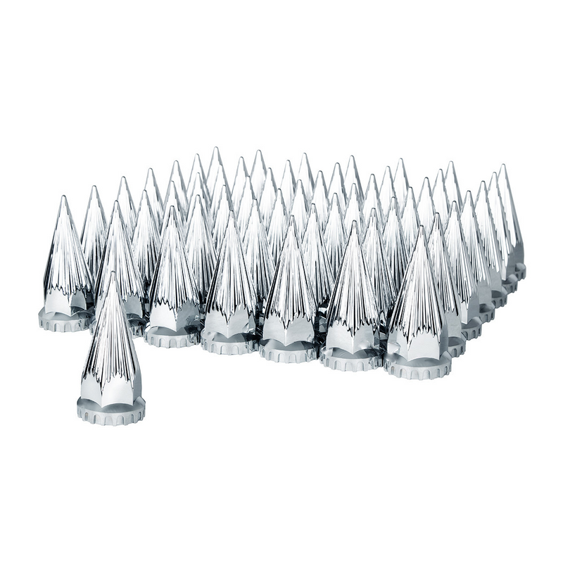 United Pacific 33mm X 4-3/4" Chrome Plastic Razor Nut Covers With Flange Thread-On (60-Pack) 10583CB