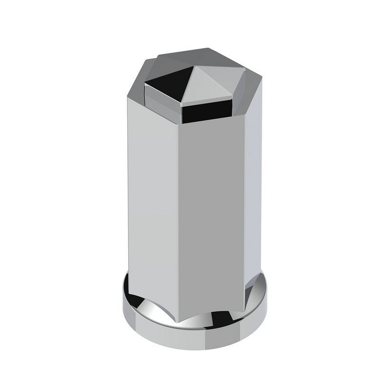 United Pacific 33mm X 4-1/4" Tall Chrome Plastic Hexagon Style Thread-On Nut Cover (Bulk) 10584B