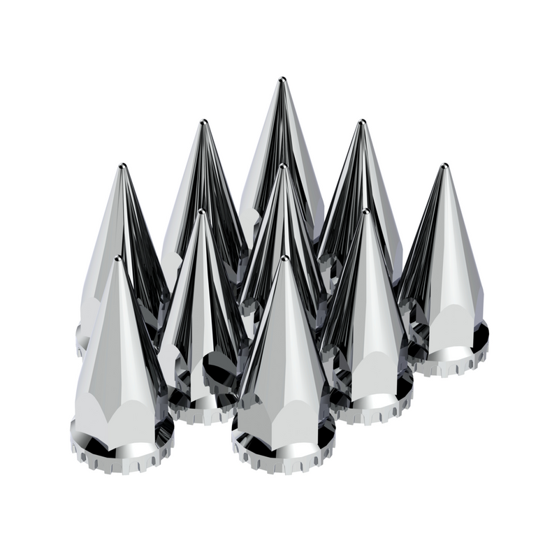 33mm X 4-3/4" Chrome Super Spike Nut Covers - Push-On (Box of 10)