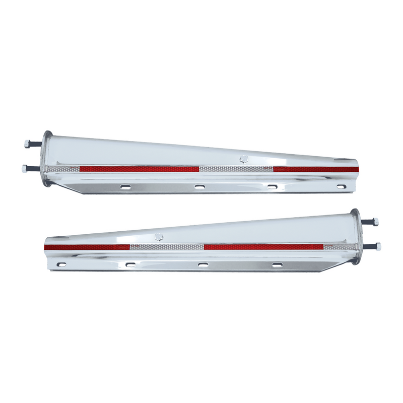 United Pacific 30" Stainless Heavy Duty Mud Flap Hangers With Reflector 2.5" Bolt Pattern (Pair) 10660
