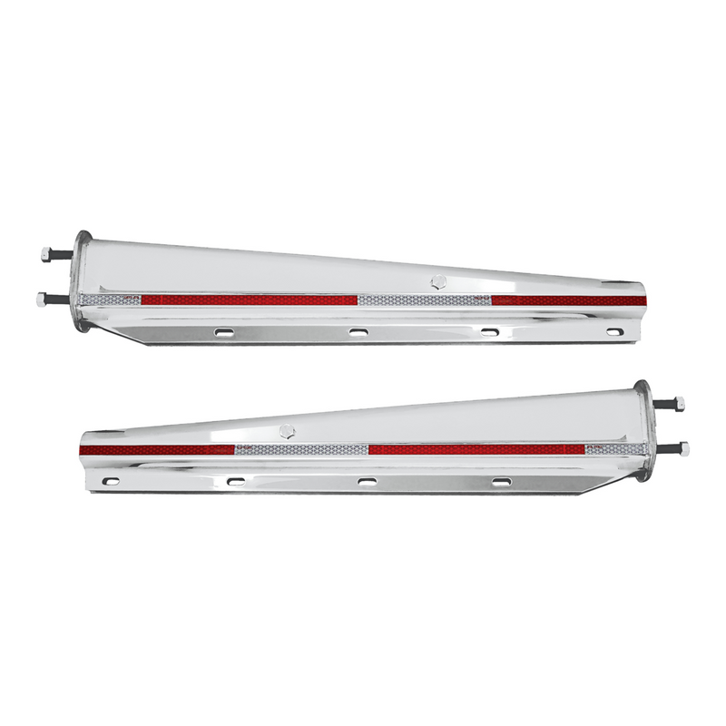 United Pacific 30" Chrome Heavy Duty Mud Flap Hangers With Reflector 2.5" Bolt Pattern (Pair) 10697